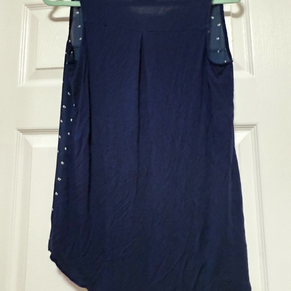 Navy Blue and White Polka Dot Sleeveless Tank Top - Picture 2 of 3